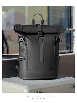 New Shoulder Bag Men's Senior Sense of Business Computer Outdoor Leisure Rolled Edge Travel Backpack Fashion Commuting