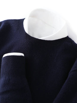 100% Merino Wool Sweater Man O-neck Basic Wool Pullover Autumn Winter Long Sleeve Soft Warm Jumper Smart Casual Knit Popular Top