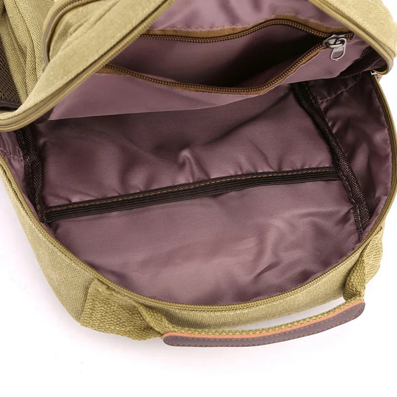 Small Mens Backpack Canvas Casual Backpacks for Men 2025 Mini Male School Bag Rucksack Man Multi-function Crossbody Bag Travel