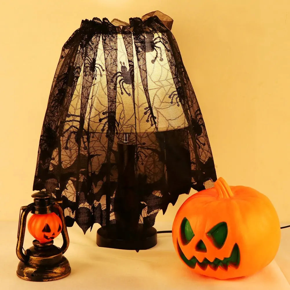 Halloween Table Runner Tablecloth Spider Web Halloween Black Fireplace Mantel Cover for Home Party Halloween Decoration