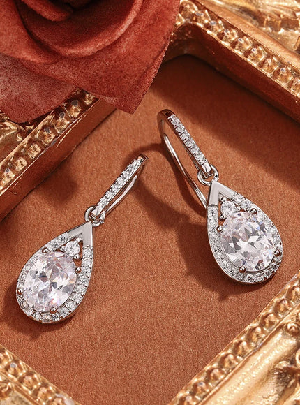 KissIcon 925 Silver Plated Pendant Earrings - Shiny Zircon