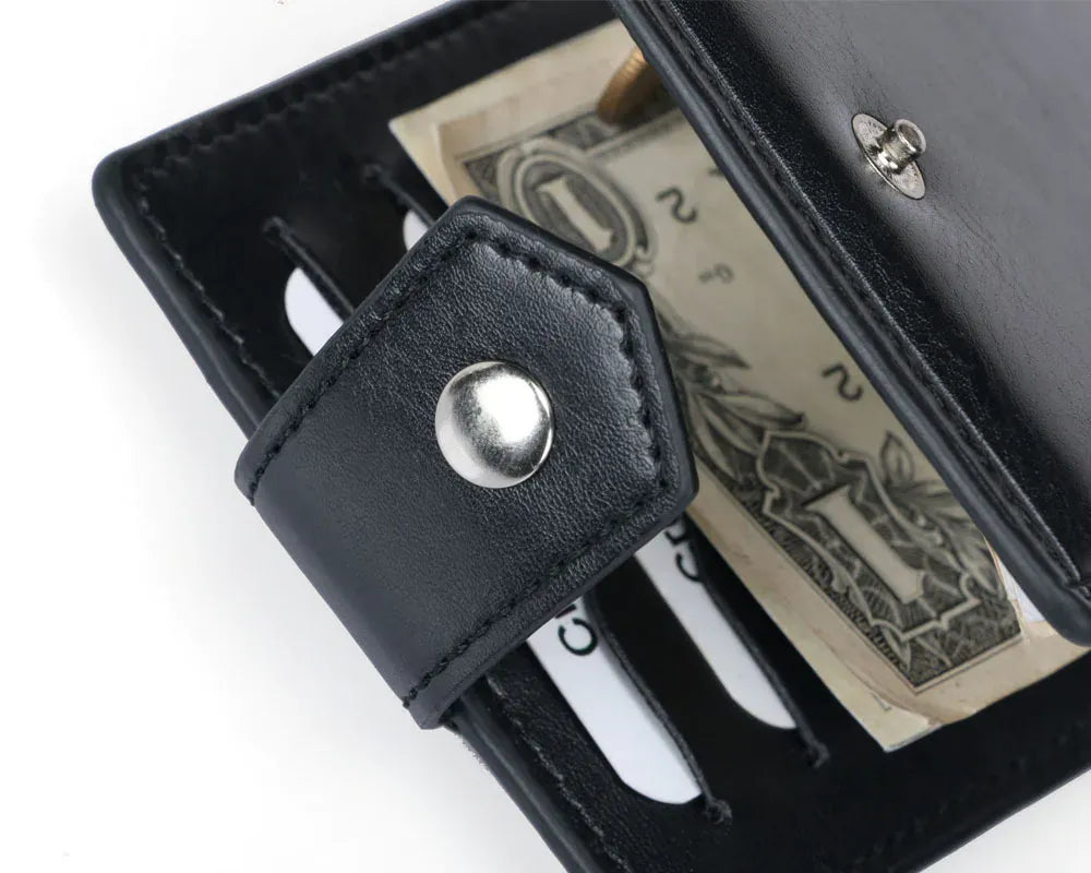 New Small Men's Leather Wallet With Coin Pocket Money Clip 5 Credit Card Slots A Metal Clamp ID Cash Holder Purse For Male