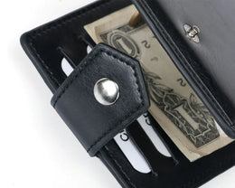 New Small Men's Leather Wallet With Coin Pocket Money Clip 5 Credit Card Slots A Metal Clamp ID Cash Holder Purse For Male