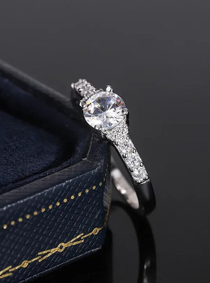 KissIcon 925 Silver Plated Zircon Ring - Classic Shine