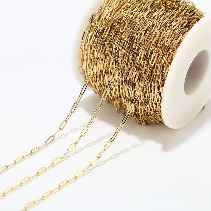 2M Stainless Steel Gold Long Oval Link Chain 2.5mm width Gold Cable Chains for DIY Necklace Bracelet Anklet Making 2 types