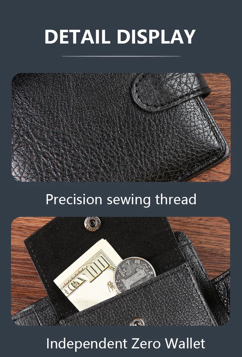 Casual Wallet For Men Leather Short Hasp Man Wallets Durable Coin Pouch Male Slim Bifold Photo ID Card Holders Purse Money Clip