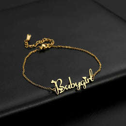 Letter Text Custom Name Bracelet For Women Men Personalized Gold Color Anklet Family Gift Stainless Steel Chain Pendant Jewelry