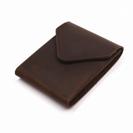 Genuine Leather Wallet For Men Male Vintage Cowhide Short Vertical Slim Mens Cash Wallet Purse Card Holder Flap Magnetic Closure