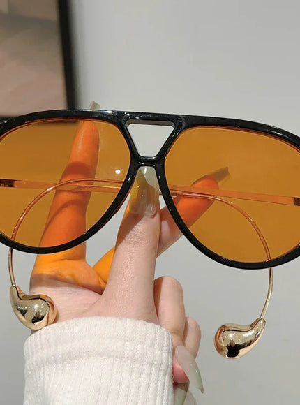 Oversized Double Bridge Pilot Sunglasses