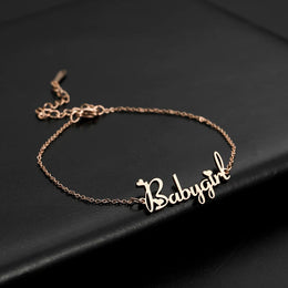 Letter Text Custom Name Bracelet For Women Men Personalized Gold Color Anklet Family Gift Stainless Steel Chain Pendant Jewelry