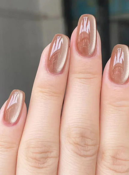 24Pcs Oval Short Pink Press on Nails Simple