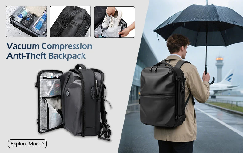 BANGE Expandable Men's Backpack Waterproof 17.3 in Laptop Backpack Man Large Capacity Hiking Travel Bag Male Backpacks for Men