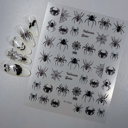 5D Skeleton Bat Halloween Nail Art Stickers y2k Black Bat White Skull Adhesive Emobossed Nail Decorative Decals Halloween Slider