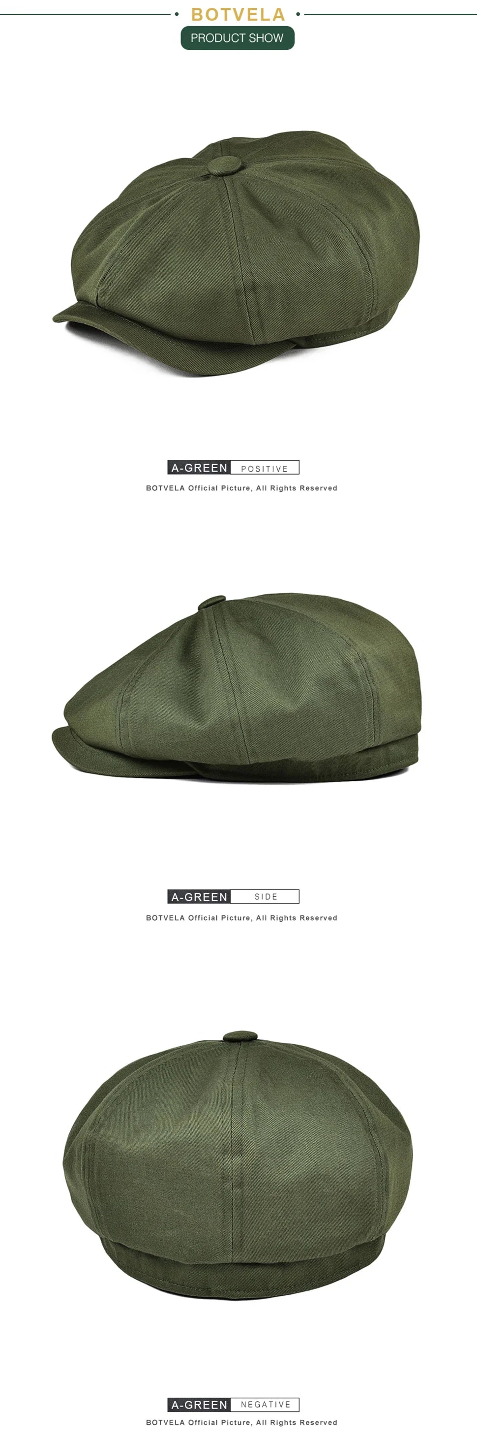 BOTVELA Newsboy Cap Men's Twill Cotton Eight Panel Hat Women's Baker Boy Caps Retro Big Large Hats Male Boina Black Beret 003
