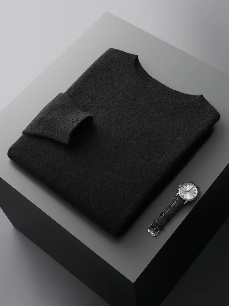 100% Merino Wool Sweater Man O-neck Basic Wool Pullover Autumn Winter Long Sleeve Soft Warm Jumper Smart Casual Knit Popular Top