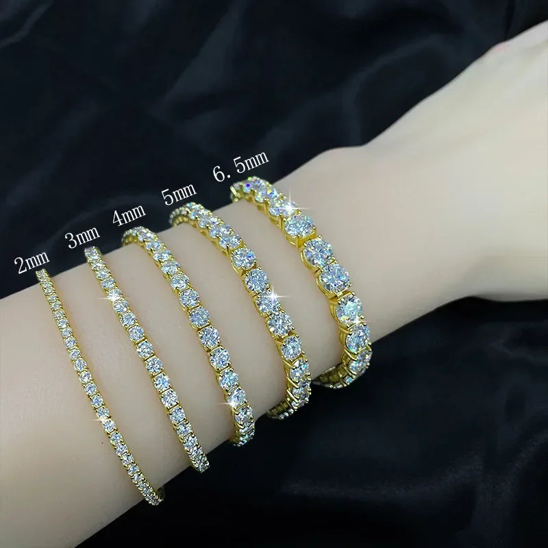 D VVS1 Moissanite Tennis Bracelet Original s925 Sterling Silver Plated 18k White Gold with GRA Necklace for Women Man