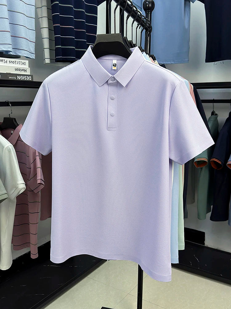 2025 Men's Sporty Polo Waffle Shirt | Moisture-Wicking Golf Tennis Top Sizes S-5XL, Snap Buttons, 7A Antibacterial High Quality