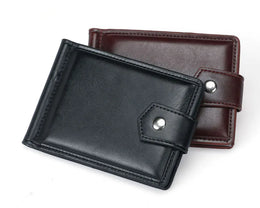 New Small Men's Leather Wallet With Coin Pocket Money Clip 5 Credit Card Slots A Metal Clamp ID Cash Holder Purse For Male