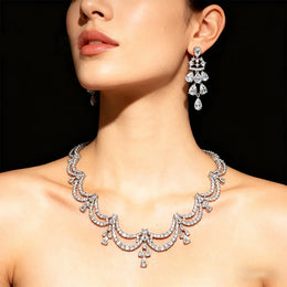 Exquisite Simple Women Jewelry Set 2 PCS Cubic Zirconia High Quality Saudi Arabia Bridal Wedding Jewellery Accessories