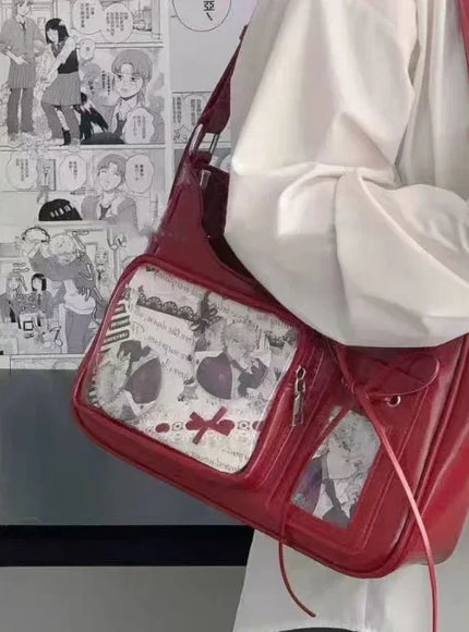 Y2k Harajuku Shoulder Bag Women Korean Transparent Ita Bag School Crossbody Bag Female Japanese Designer Preppy Handbag Purse