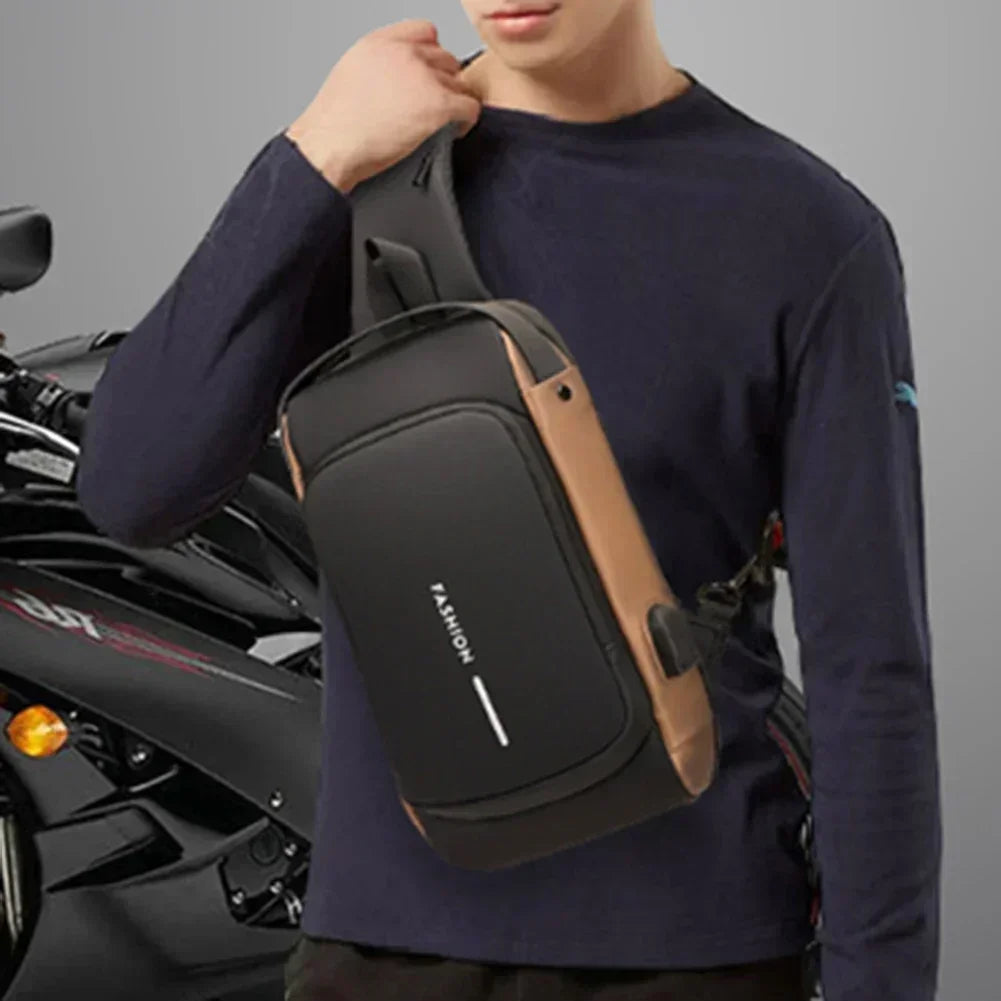 Multifunction Designer Anti-theft USB Shoulder Bag Crossbody Travel Sling Pack Messenger Pack Chest Bag Male Luxury Brand Men