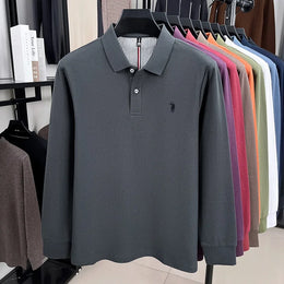 100% cotton spring and autumn new men's long sleeved casual comfortable fashion brand polo shirt exquisite pony embroidery top