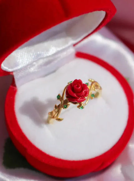 KissICON Kissicon Rose Ring – Gold Plated Red