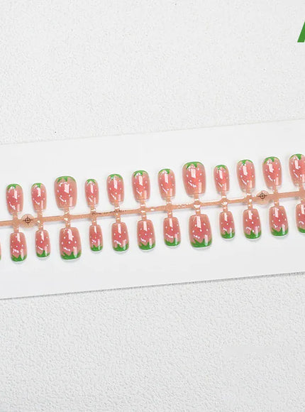💋 Watermelon Strawberry False Nails Set - Easy