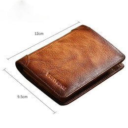 Genuine Leather Wallet for Men RFID Blocking Thin Multifunctional Credit Card Holder Short Money Bag Purse Mens Bifold Wallet