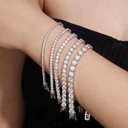 D VVS1 Moissanite Tennis Bracelet Original s925 Sterling Silver Plated 18k White Gold with GRA Necklace for Women Man