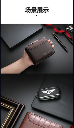 Leather Men’s Wallet Luxury Mens Purse Male Zipper Card Holders with Coin Pocket Rfid Wallets Gifts Men Money Bag Birthday Gifts