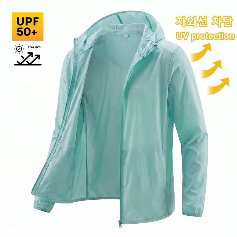 KissICON Green / 4XL Mens Breathable UV Protection Summer Cycling Hooded Jacket