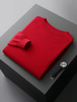100% Merino Wool Sweater Man O-neck Basic Wool Pullover Autumn Winter Long Sleeve Soft Warm Jumper Smart Casual Knit Popular Top