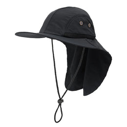 Unisex Sun Hiking Bucket Hat Wide Brim Safari Hats UV Sun Protection Cap with Neck Flap Fishing Adventuring Gardening Beach Caps