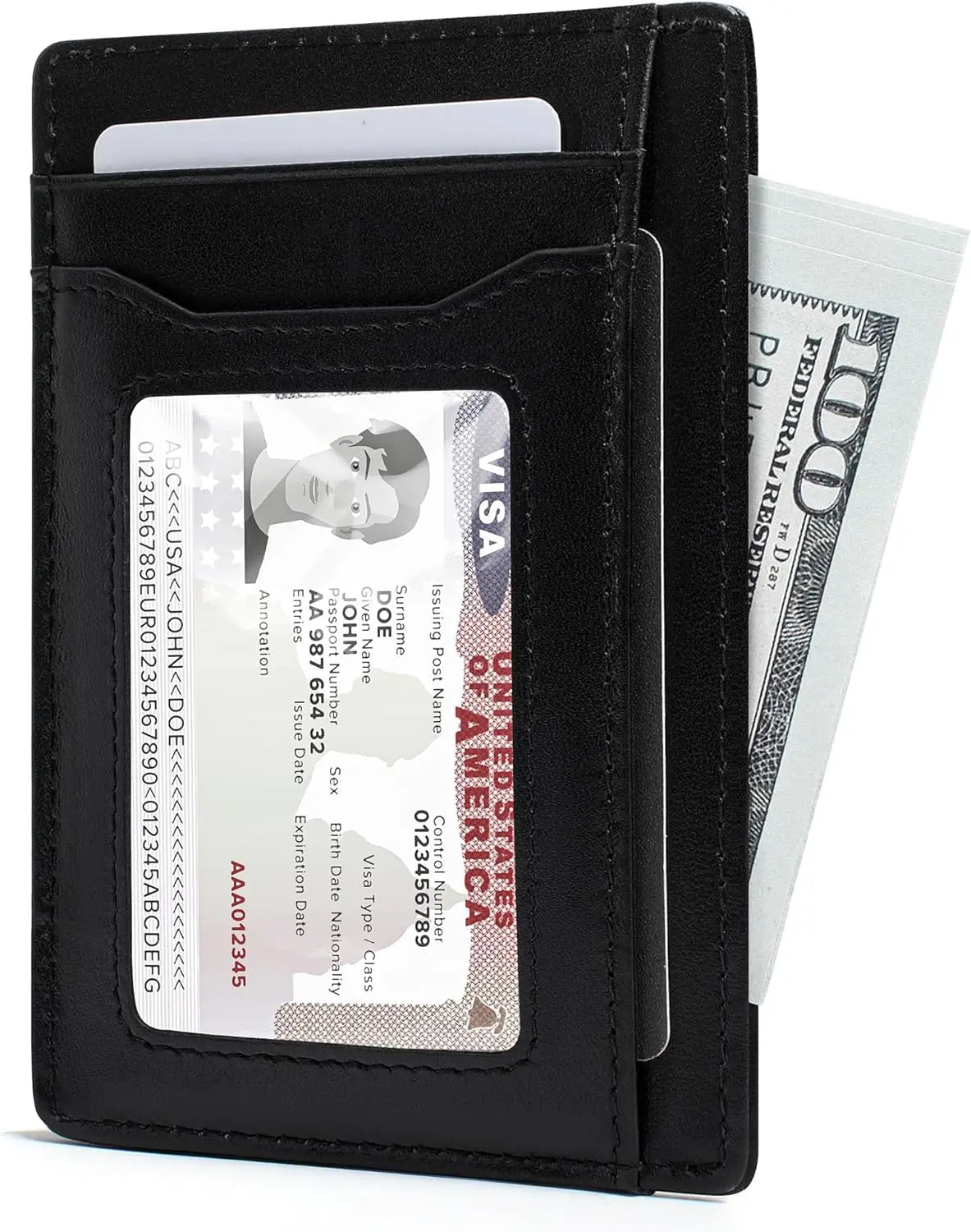 Pomelo Best Mens Wallet, Slim Genuine Leather Purse with RFID Blocking, Ultra-Thin Credit Card Holder for 7 Cards and Cash