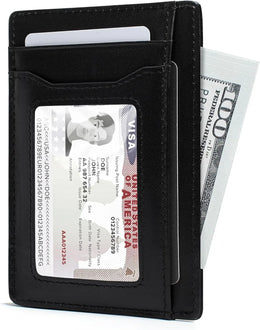 Pomelo Best Mens Wallet, Slim Genuine Leather Purse with RFID Blocking, Ultra-Thin Credit Card Holder for 7 Cards and Cash