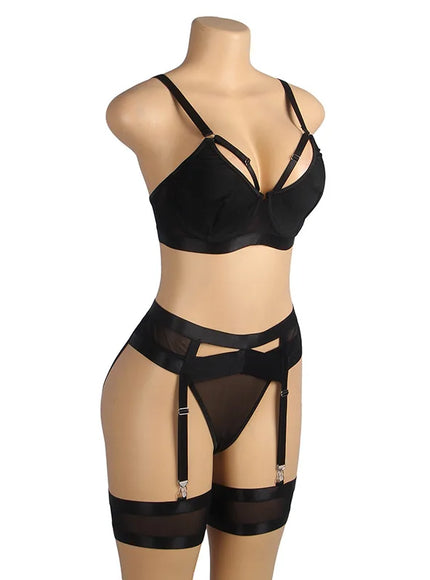 Plus Size sexy women lingerie sets pajama sets Bra and Panties Set with G-String for woman young ladies garters from M-5XL