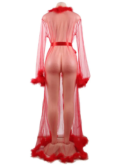 Plus size romantic pajamas with plush rolled edges Luxury  sexy nightgown night wear Sleepwear for Ladies
