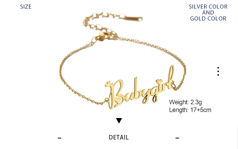 Letter Text Custom Name Bracelet For Women Men Personalized Gold Color Anklet Family Gift Stainless Steel Chain Pendant Jewelry