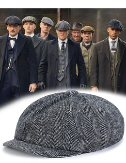 Men's Tweed British Newsboy Hat Herringbone Gatsby Hat Street Hats Octagonal Brim Hat Four Seasons Hip Hop Beret Painter Hat