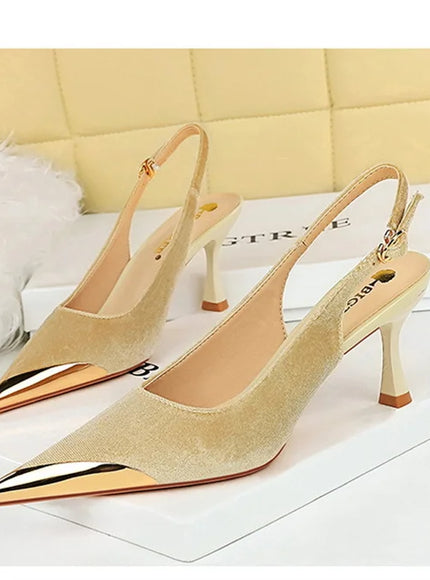 Elegant Women Green High Heel Velvet Pumps Wedding