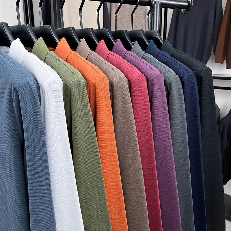 100% cotton spring and autumn new men's long sleeved casual comfortable fashion brand polo shirt exquisite pony embroidery top