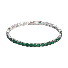 KissICON Green / 19cm Luxury Hiphop Iced Out 4mm Cubic Zirconia Crystal Tennis Bracelets For Women Men Gold Color Silver Color Bracelet Chain Jewelry