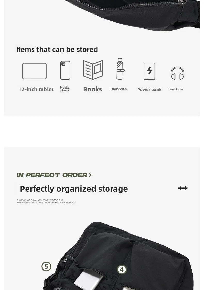 Unisex Casual Slanting Crossbody Bag Large Capacity Black Versatile Commuting Bag for Men And Women Suitable for Daily Use