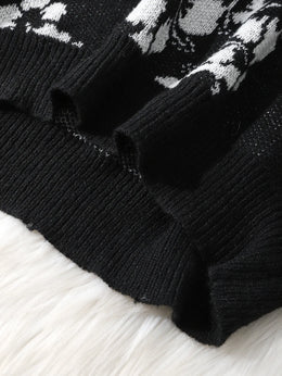 KissICON Cool Floral Jacquard Mens Crew Neck Winter Pullover Gift