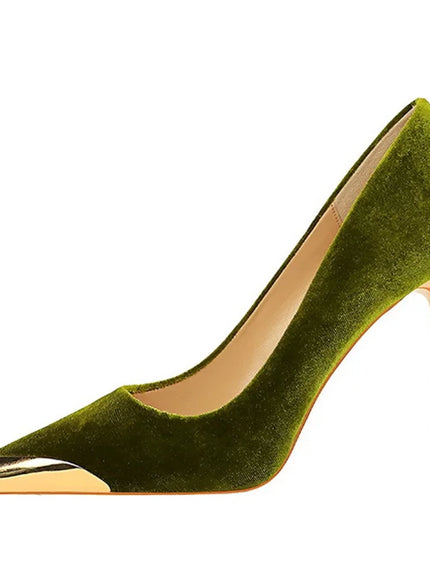 Women Fashion Comfort Suede High Heels Green Burgundy