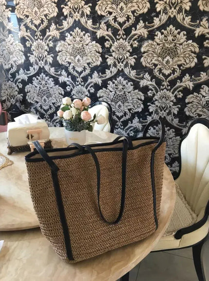 Light Straw Tote – Solid Color Woven