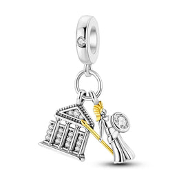 KissICON 925 Silver Gemstone Universe Starry Sky Flower Gold Bead Pendant Suitable For Pan 925 Original Bracelet Diy Jewelry