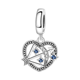 Original Charms Beads 925 Sterling Silver Zircon LOVE Winged Protect Heart Pendant For DIY Necklace Bracelet Fine Jewellery Gift