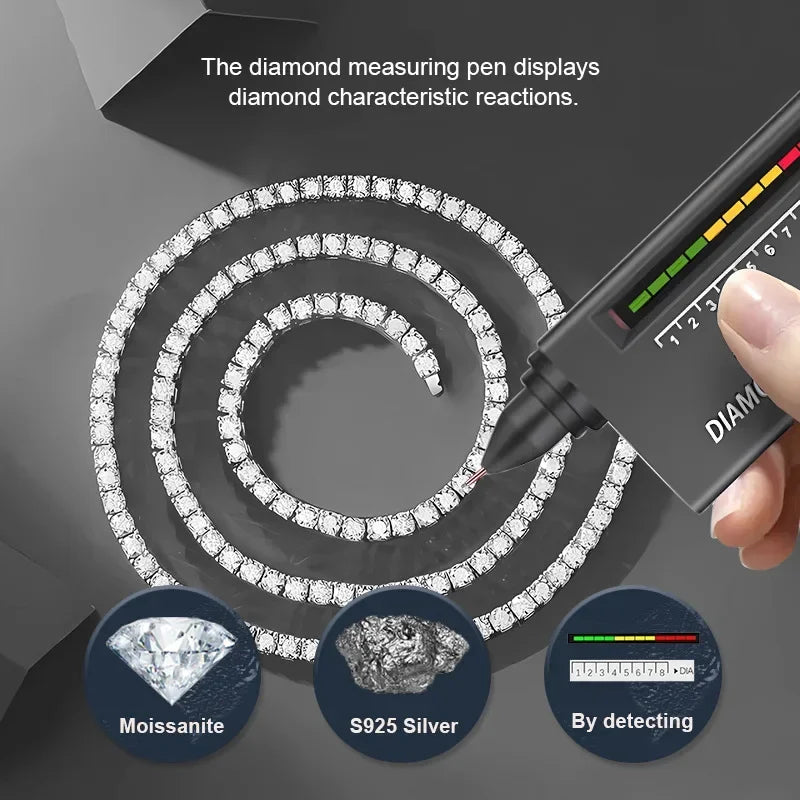 D VVS1 Moissanite Tennis Bracelet Original s925 Sterling Silver Plated 18k White Gold with GRA Necklace for Women Man